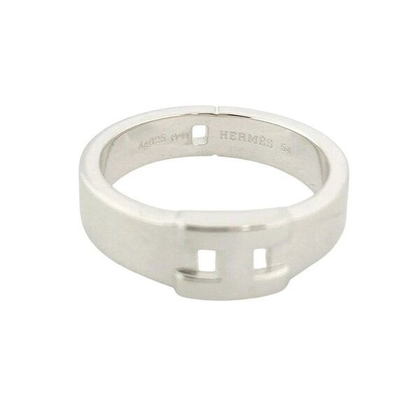 HERMES New Hercules Band Ring size US6.75 EU54 Silver 925 Auth - Picture 1 of 8
